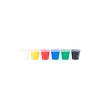 Six petits pots plastique de peinture à doigts Les Popipop couleurs blanc, jaune, rouge, bleu, vert, noir