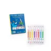 Boîte bleue feutres tampons 2 en 1 Les Loufoques Moulin Roty, 8 couleurs vives