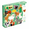 Boîte aimants bois Farmix Djeco avec fermier, animaux fermiers multicolores cartoon