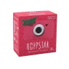 Boîte rouge avec appareil photo numérique enfant rose et feuillage vert Hoppstar
