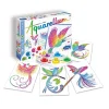 Boîte Aquarellum Junior Oiseaux du Paradis avec peintures et dessins colorés d'oiseaux.