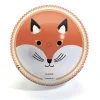 Ballon rond 22 cm avec dessin tête de renard orange, blanc et noir, Djeco.