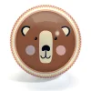 Ballon rond 22 cm avec visage d'ours marron et bordure rose jaune Bear and Fox