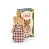 Bébé Émile peluche ours beige en robe à carreaux marron et blanc Moulin Roty