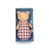 Peluche Bébé Emile ours beige en gigoteuse à carreaux marron et blanc Moulin Roty