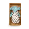 Peluche Bébé Pablo éléphant bleu avec gigoteuse blanche à fleurs, Les Minouchkas