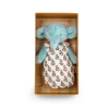 Peluche Bébé Pablo éléphant bleu avec gigoteuse blanche à fleurs, Les Minouchkas