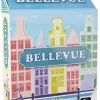 Boîte verticale du jeu Bellevue Gigamic avec maisons colorées et vélo violet devant