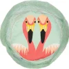 chapeau tissu vert impression flamands roses corail et jaune Bob Flamand rose Coq en pâte