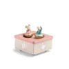 Boîte à musique carrée rose et crème avec deux souris danseuses en tutu Moulin Roty