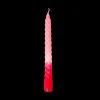 Bougie spirale en cire dégradé rose clair à rouge, forme allongée fine