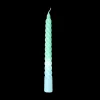 Bougie spirale fine dégradé vert clair à bleu pastel, cire lisse