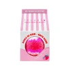 Boule de bain rose et blanche parfum fraise dans emballage carton rose à rayures
