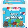 Boîte BrainBox Autour du Monde bleue avec chameau, temple, masque tribal et drapeau