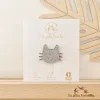 Broche feutrine pailletée Chat moustaches Argenté - Les Petites Hirondelles