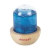 Bulle sensorielle bleu avec paillettes, base ronde en bois clair Janod.