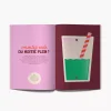 Double page intérieure du cahier Laissez-moi râler ! avec verre vert à moitié rempli et texte rose.