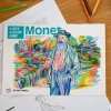 Cahier de dessin animé Monet avec illustration colorée d'un homme à la barbe grise