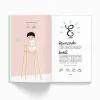 Pages ouvertes du cahier de naissance Remember Ta première année de A à Z, illustration bébé assis sur chaise haute.