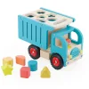 Camion en bois bleu Vilac avec formes géométriques colorées à insérer