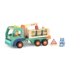 Camion forestier en bois vert et orange avec figurine, troncs et panneau Moulin Roty