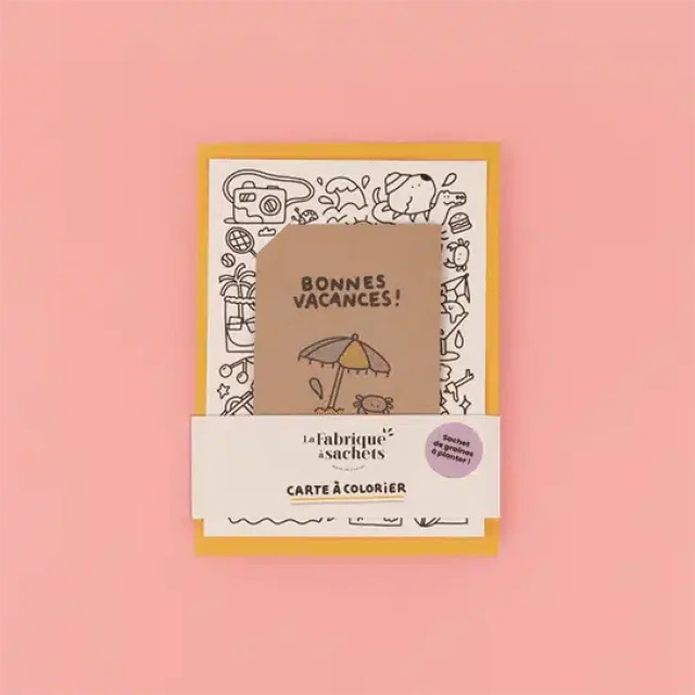 Carte à colorier et à semer Bonnes vacances - La Fabrique à Sachets