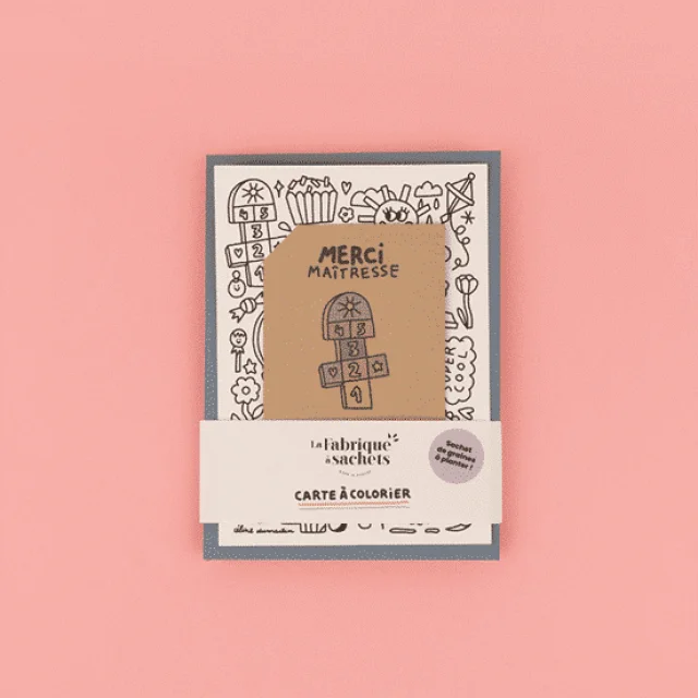 Carte à colorier et à semer Merci maîtresse - La Fabrique à Sachets