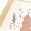 Carte A6 avec illustration vases stylisés beige, bleu, rose et feuillages noirs fins