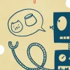 Carte audio Yoto "Les syllabes" avec dessin robot bleu et bulles mots beige