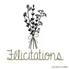 Carte Félicitations Les Petites Hirondelles avec bouquet noir et blanc lié par un ruban beige