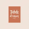 Carte postale A6 couleur terracotta avec texte blanc "Tatate d'amour" et dessin floral simple.