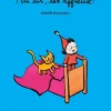 Carte audio "Au lit, les affreux !" avec enfant en pyjama rouge et chat orange sur lit rose, fond bleu.