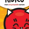 Carte audio Kidico jaune et blanche avec illustration d'un chat rouge souriant.