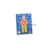 Carte Les Loufoques Moulin Roty chat gris en chemise rouge et pantalon jaune, fonds poissons bleus
