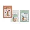 Cartes Mes 12 premiers mois Moulin Roty, illustrations lapins, couleurs pastel, thème saisons et repas.