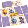 Cartes Cartétoile avec illustrations chevaliers, licorne, pièces dorées, dos violet.