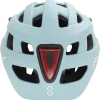 Casque Puky helmet S bleu rétro avec aérations et feu arrière rouge intégré.