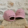 Deux casquettes rayées rouges et blanches chamaye, broderie "Maman louve" et "Mini louve