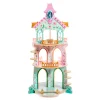 Château en bois Arty Toys Ze Princess Tower, tons pastel, décor floral et balcons dorés.