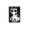 Chat blanc et noir aux grands yeux ronds, silhouettes de souris noires autour, fond étoilé, puzzle 50 pièces Djeco.