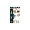 Puzzle 50 pièces Chats câlins Djeco, grand chat blanc aux yeux jaunes et petits chats bleus au corps orange.