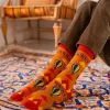 Chaussettes hiver Nager Polar Star orange motifs montgolfières bleues et rouges