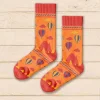 Chaussettes hiver Nager orange motifs montgolfières rouges et bleues Polar Star