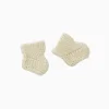 Chaussons Babies Crème Minikane en laine tricotée, couleur beige clair