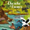 Illustration colorée avec hippopotames, zèbres, girafes, éléphants et oiseaux, animaux d'Afrique.