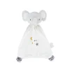 Doudou elephant blanc Kaloo avec motifs étoiles jaunes et grises, tissu doux