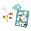 Planche bleue à décorer avec souris et lapin, pièces colorées et colle Djeco