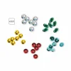 Sequins autocollants ronds et feuilles brillants couleurs or, rouge, vert, argent, bleu.