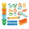 Pots de pâte à modeler empilés colorés et emporte-pièces animaux en plastique Djeco