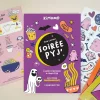 Coffret KIMOMÖ Soirée Pyjama violet avec dessins fantômes, tatouages phosphorescents et recettes pop-corn.